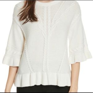Kate Spade white sweater cable knit wool blend